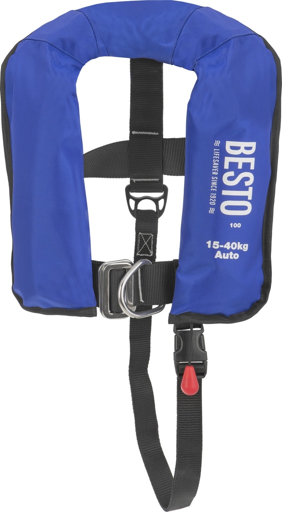 Gilet de sauvetage Besto auto, 150N, junior, bleu avec harnais