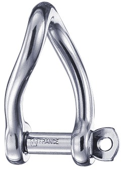 Manille torse autobloquante à axe libre inox ronde 6mm