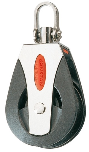 [RF50100] Poulie simple à roulement manille sur émerillon blocable en ligne ou en travers 50mm