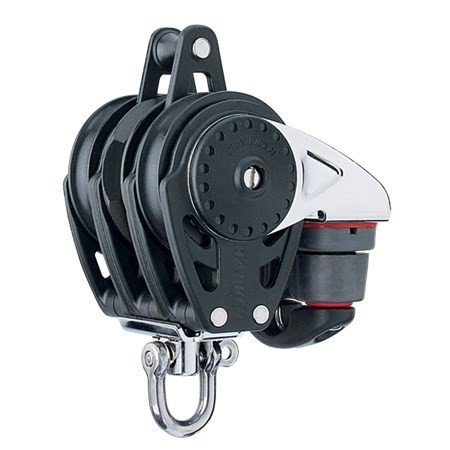 [HK2686] Poulie triple Winch Carbo à émerillon avec ringot et taquet 75mm